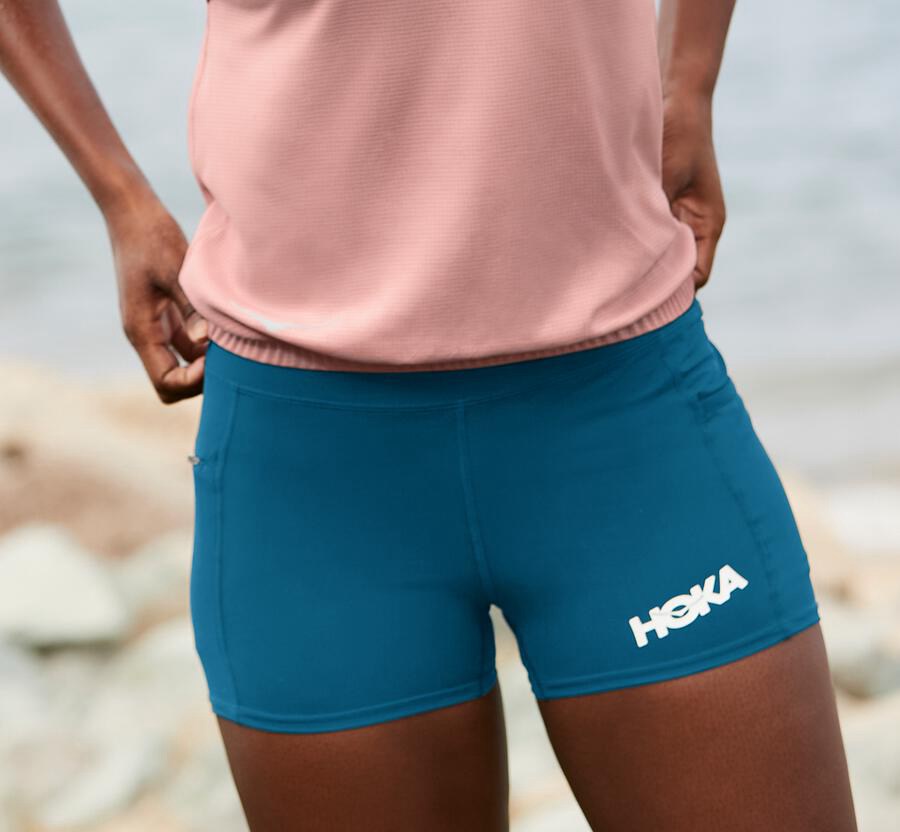 Hoka One One Shorts Womens Blue - Performance Knit - 06135EWJD